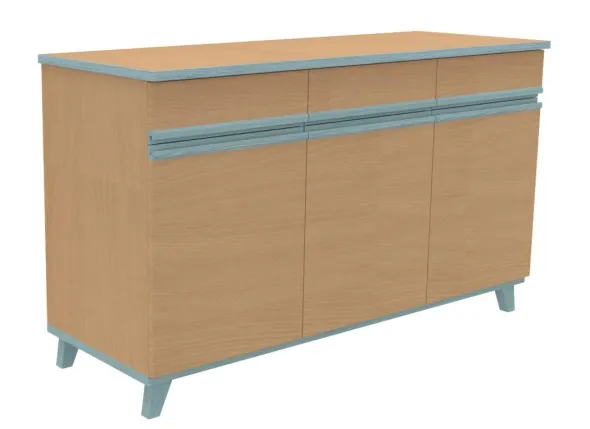 Buffet 3 portes, 3 tiroirs Soline - hêtre verni teinté l. 154 x h. 90 x pr. 54,5 cm