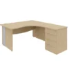 Bureau 90° asymétrique Majesty - l. 160 x l. 120 x pr. 80-60 cm + caisson h. bureau pr. 60 cm - pieds panneaux