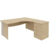 Bureau 90° asymétrique Majesty - l. 180 x l. 120 x pr. 80-60 cm + caisson h. bureau pr. 60 cm - pieds panneaux