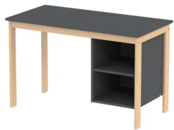 Bureau avec caisson ouvert - Naya - 120 x 60 cm - structure hêtre verni naturel