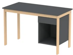 Bureau avec 1 tiroir et 1 niche - Naya - 120 x 60 cm - structure hêtre verni naturel