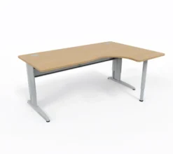 Bureau compact 90° asymétrique Corial - l. 180 x l. 120 x pr. 80-60 cm -piétement réglable en hauteur