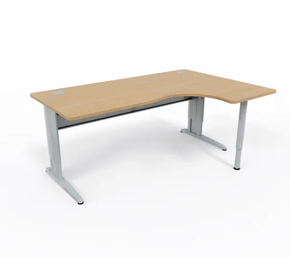 Bureau compact 90° asymétrique Corial - l. 180 x l. 120 x pr. 80-60 cm -piétement réglable en hauteur