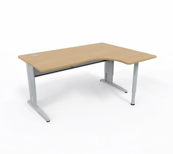Bureau compact 90° asymétrique Corial - l. 160 x l. 120 x pr. 80-60 cm -piétement réglable en hauteur