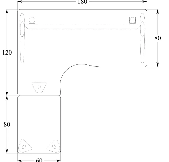 Bureau compact 90° asymétrique Corial - l. 180 x l. 120 x pr. 80-60 cm + retour l. 80 x pr. 60 cm