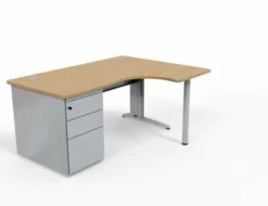 Bureau compact 90° asymétrique Corial - l. 160 x l. 120 x pr. 80-60 cm - avec caisson porteur