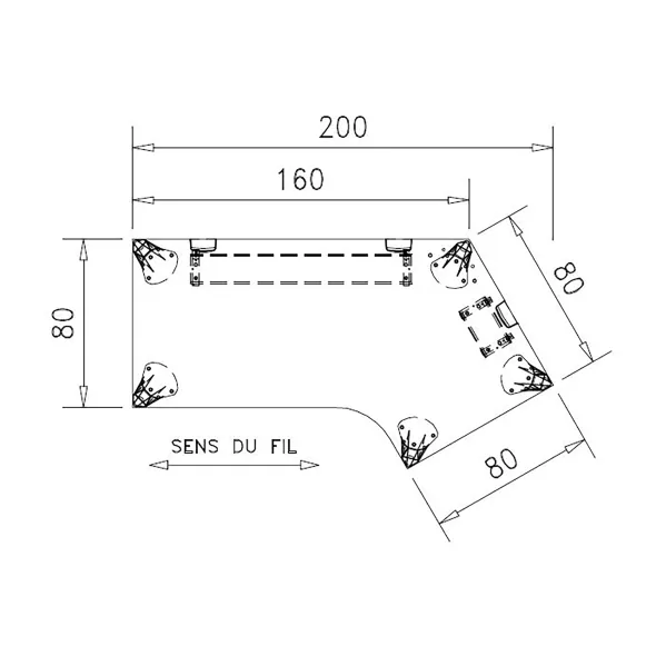 Bureau compact 120° asymétrique Epure - l. 160 x l. 80 x pr. 80-80 cm