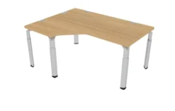 Bureau compact 90° asymétrique Epure - l. 160 x l. 120 x pr. 80-60 cm- piétement réglable en hauteur