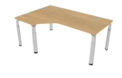 Bureau compact 90° asymétrique Epure - l. 180 x l. 120 x pr. 80-60 cm- piétement réglable en hauteur