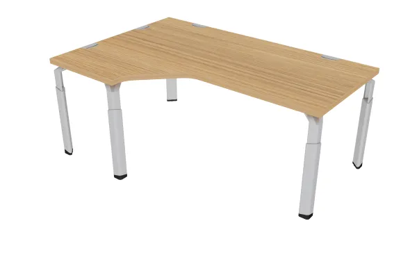 Bureau compact 90° asymétrique Epure - l. 180 x l. 120 x pr. 80-60 cm- piétement réglable en hauteur