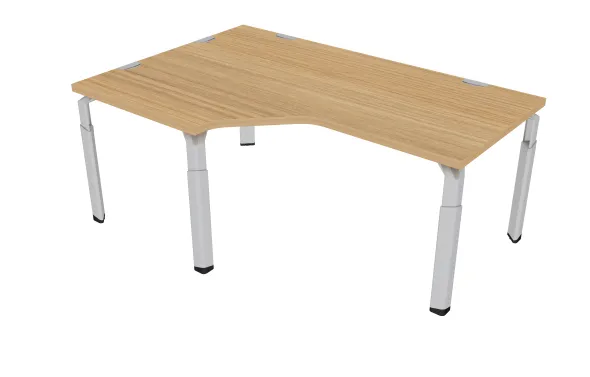 Bureau compact 90° asymétrique Epure - l. 180 x l. 120 x pr. 80-80 cm- piétement réglable en hauteur