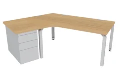 Bureau compact 120° asymétrique Epure - l. 160 x l. 80 x pr. 80-80 cm - caisson hauteur bureau