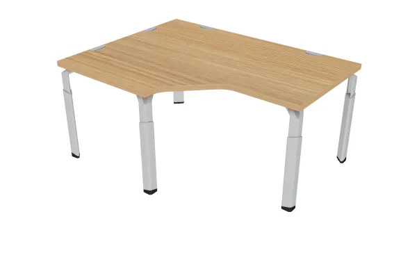 Bureau compact 90° asymétrique Epure - l. 160 x l. 120 x pr. 80-80 cm- piétement réglable en hauteur
