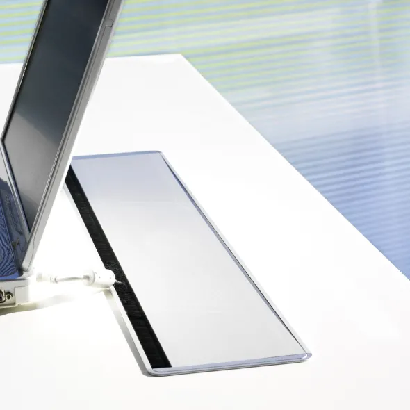 Bureau compact 120° asymétrique Epure - l. 160 x l. 80 x pr. 80-80 cm - top access