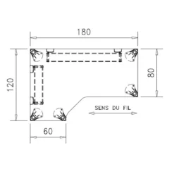 Bureau compact 90° asymétrique Epure - l. 180 x l. 120 x pr. 80-60 cm