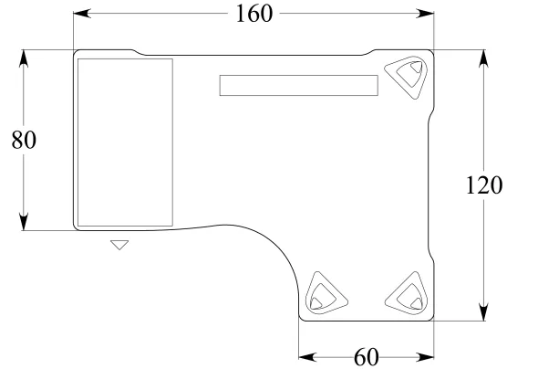 Bureau compact 90° asymétrique Evidence - l. 160 x l. 120 x pr. 80-60 cm + caisson porteur