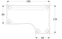 Bureau compact 90° asymétrique Evidence - l. 180 x l. 120 x pr. 80-60 cm - piétement réglable en hauteur