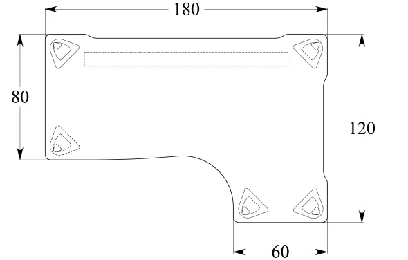 Bureau compact 90° asymétrique Evidence - l. 180 x l. 120 x pr. 80-60 cm - piétement réglable en hauteur