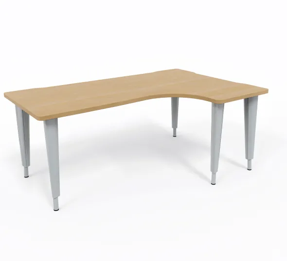 Bureau compact 90° asymétrique Evidence - l. 180 x l. 120 x pr. 80-60 cm - piétement réglable en hauteur