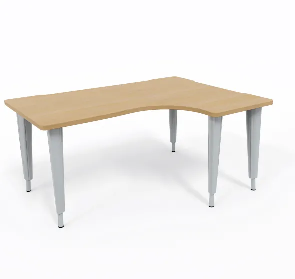 Bureau compact 90° asymétrique Evidence - l. 160 x l. 120 x pr. 80-60 cm - piétement réglable en hauteur