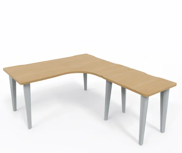 Bureau compact 90° asymétrique Evidence - l. 160 x l. 120 x pr. 80-60 cm + retour l. 80 x pr. 60 cm