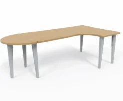 Bureau compact 90° asymétrique Evidence - l. 180 x l. 120 x pr. 80-60 cm + convivialité demi-lune latérale