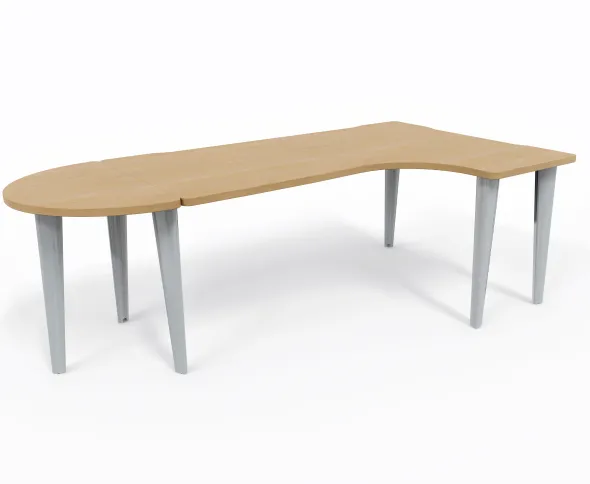 Bureau compact 90° asymétrique Evidence - l. 180 x l. 120 x pr. 80-60 cm + convivialité demi-lune latérale