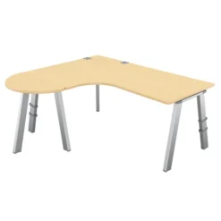 Bureau compact 90° asymétrique Fusion - l. 180 x l. 120 x pr 80-80 cm + convivialité demi-lune l. 80 x pr 40 cm - 4 pieds