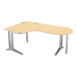 Bureau compact 90° asymétrique Fusion - l. 160 x l. 120 x pr 80-80 cm + convivialité demi-lune l. 80 x pr 40 cm - pieds C