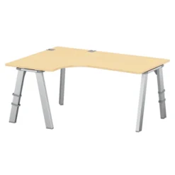 Bureau compact 90° asymétrique Fusion - l. 160 x l. 120 x pr. 80-66 cm - 4 pieds