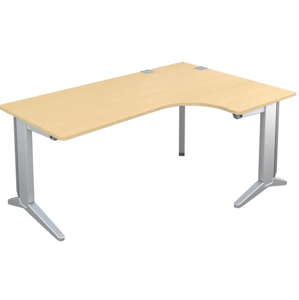 Bureau compact 90° asymétrique Fusion - l. 180 x l. 120 x pr. 80-66 cm - pieds C