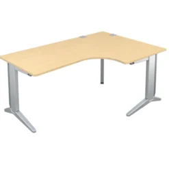 Bureau compact 90° asymétrique Fusion - l. 180 x l. 120 x pr. 80-80 cm - pieds C