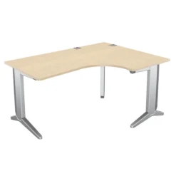 Bureau compact 90° asymétrique Fusion - l. 160 x l. 120 x pr. 80-66 cm - pieds C