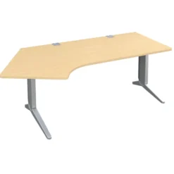 Bureau compact 120° asymétrique Fusion - l. 160 x l. 80 x pr. 80-66 cm - pieds C