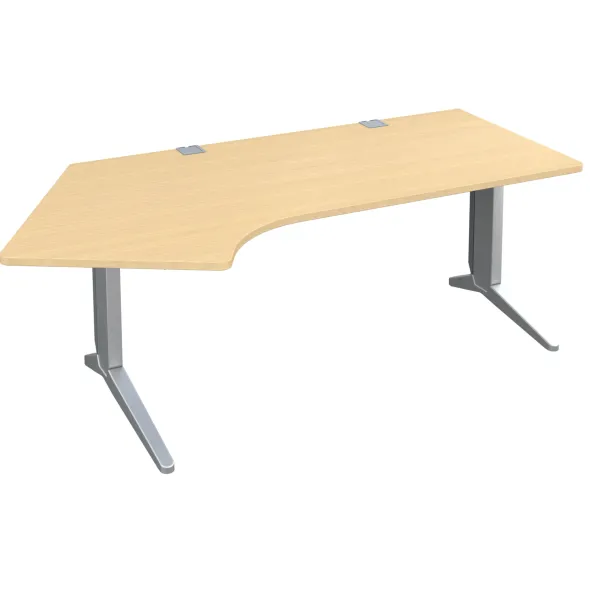 Bureau compact 120° asymétrique Fusion - l. 160 x l. 80 x pr. 80-66 cm - pieds C