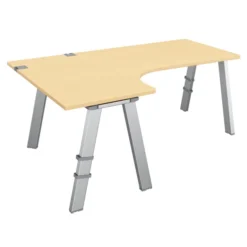 Bureau compact 90° asymétrique Fusion - l. 180 x l. 120 x pr. 80-66 cm - 4 pieds