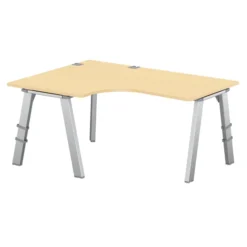 Bureau compact 90° asymétrique Fusion - l. 160 x l. 120 x pr. 80-80 cm - 4 pieds