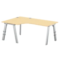 Bureau compact 90° asymétrique Fusion - l. 180 x l. 120 x pr. 80-80 cm - 4 pieds