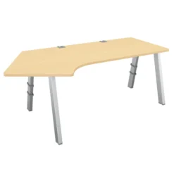 Bureau compact 120° asymétrique Fusion - l. 160 x l. 80 x pr. 80-66 cm - 4 pieds