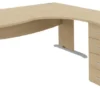 Bureau compact 90° asymétrique Majesty - l.180 x l.120 x pr. 80-60 cm + caisson h. bureau pr. 60 cm - piétement
