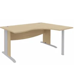 Bureau compact 90° asymétrique Majesty - l. 160 x l. 120 x pr. 80-60 cm - piétement à dégagement latéral