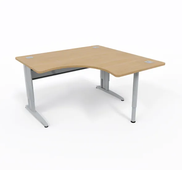 Bureau compact 90° symétrique Corial - l. 140 x pr. 80 cm - piétement réglable en hauteur