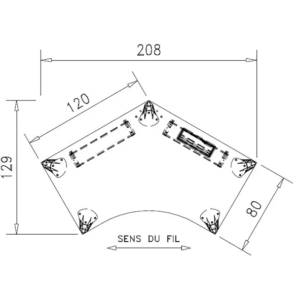 Bureau compact 120° symétrique Epure - l. 120 x pr. 80 cm - top access
