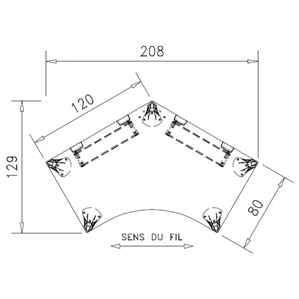 Bureau compact 120° symétrique Epure - l. 120 x pr. 80 cm - piétement réglable en hauteur
