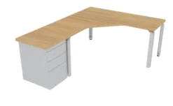 Bureau compact 90° symétrique Epure - l. 160 x pr. 60 cm - caisson hauteur bureau
