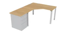 Bureau compact 90° symétrique Epure - l. 140 x pr. 60 cm - caisson hauteur bureau