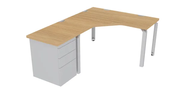 Bureau compact 90° symétrique Epure - l. 140 x pr. 60 cm - caisson hauteur bureau
