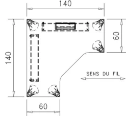 Bureau compact 90° symétrique Epure - l. 140 x pr. 60 cm - top access