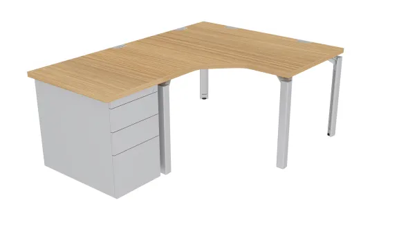 Bureau compact 90° symétrique Epure - l. 140 x pr. 80 cm - caisson hauteur bureau
