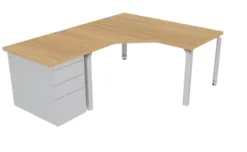 Bureau compact 90° symétrique Epure - l. 160 x pr. 80 cm - caisson hauteur bureau